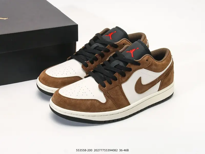 Nike Air Jordan 1 Low 经典百搭 AJ1 耐克 白棕翻毛色 低帮文化休闲运动板鞋 553558-200 #20277755394082